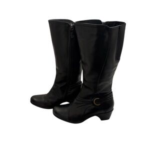 Clarks Wish Excite women's black leather knee-high boots 9